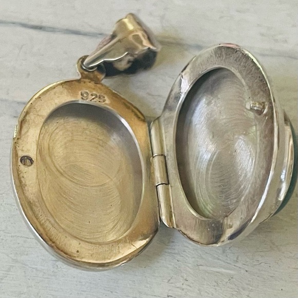 Stamped 925 green agate locket pendant - Picture 4 of 7